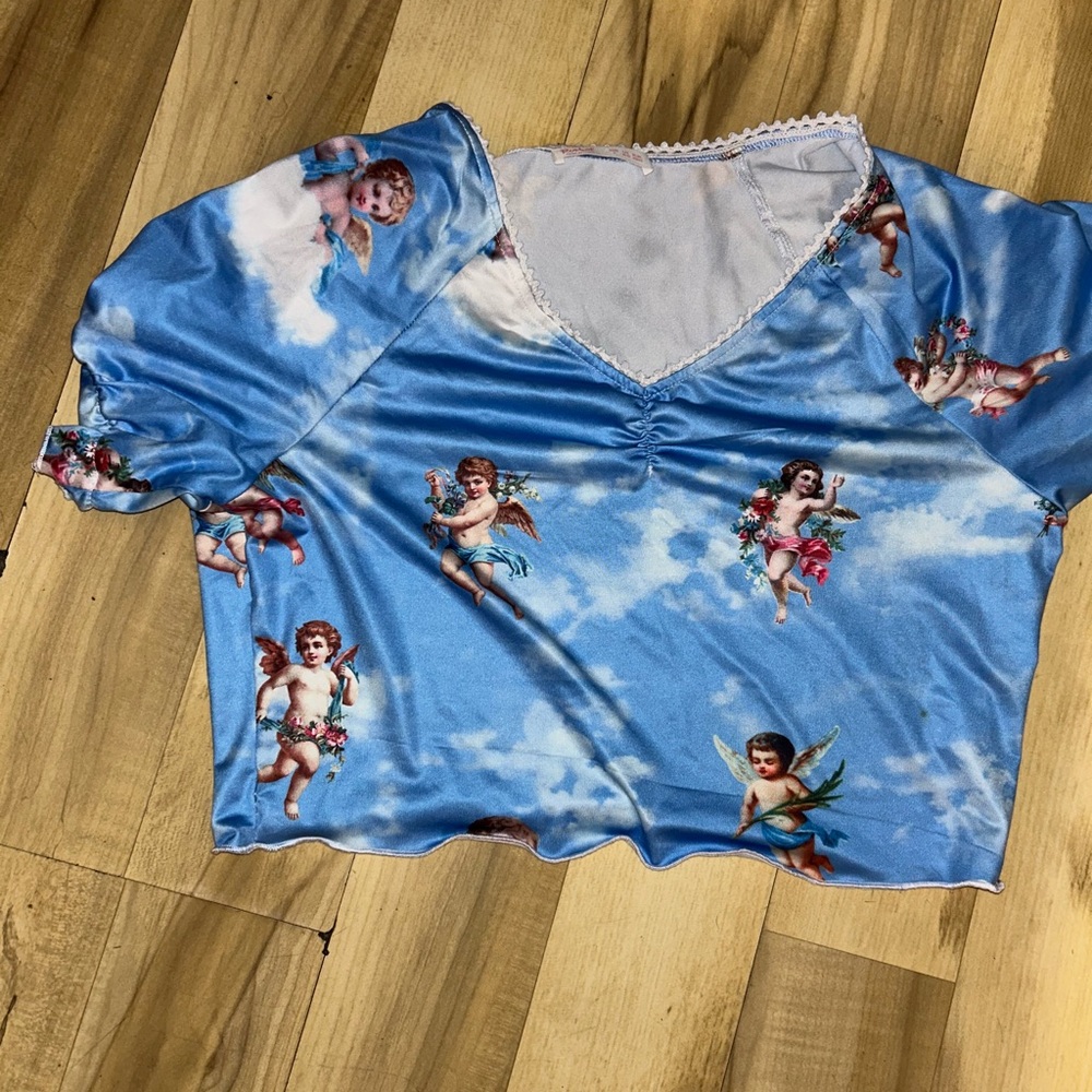 Romwe large crop top, Cupid